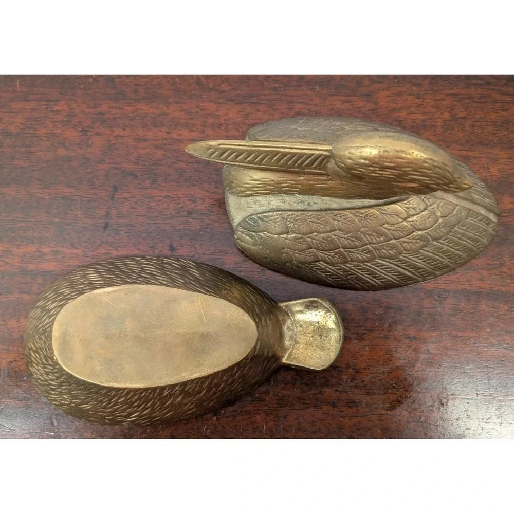 Vintage Solid Brass Pelican Trinket Box With Lid Coastal Bird Decor 8